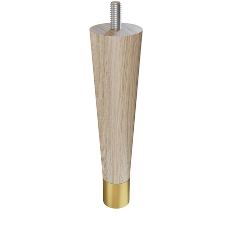 Designs Of Distinction 6" Round Tapered Leg with bolt and 1" Satin Brass Ferrule - White Oak 01240006WKSB6
